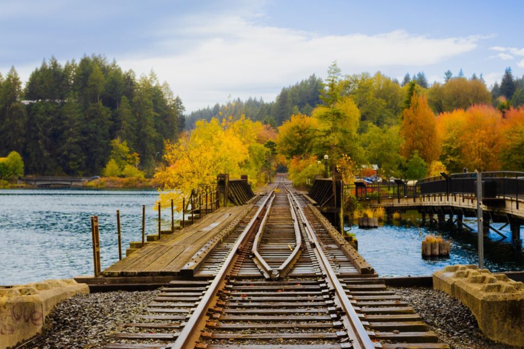 Train tracks and scenic infrastructure in Olympia in the fall over cleaner water thanks to better public engagement software